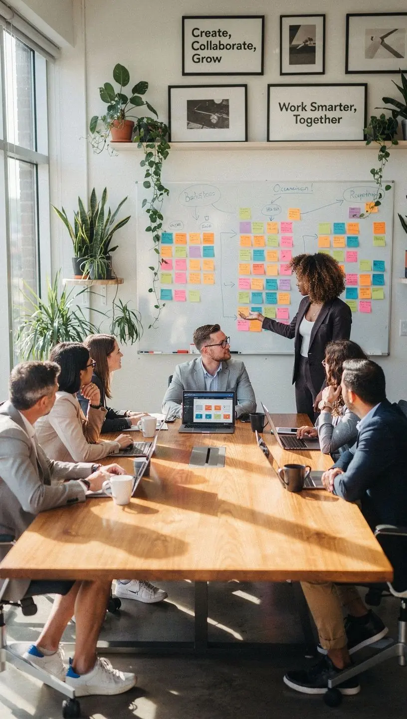 Remote team collaboration tools and strategies illustration